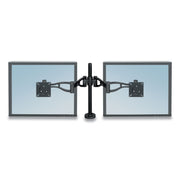 Professional Series Depth Adjustable Dual Monitor Arm, 360 Deg Rotation, 37 Deg Tilt, 360 Deg Pan, Black, Supports 24 Lb