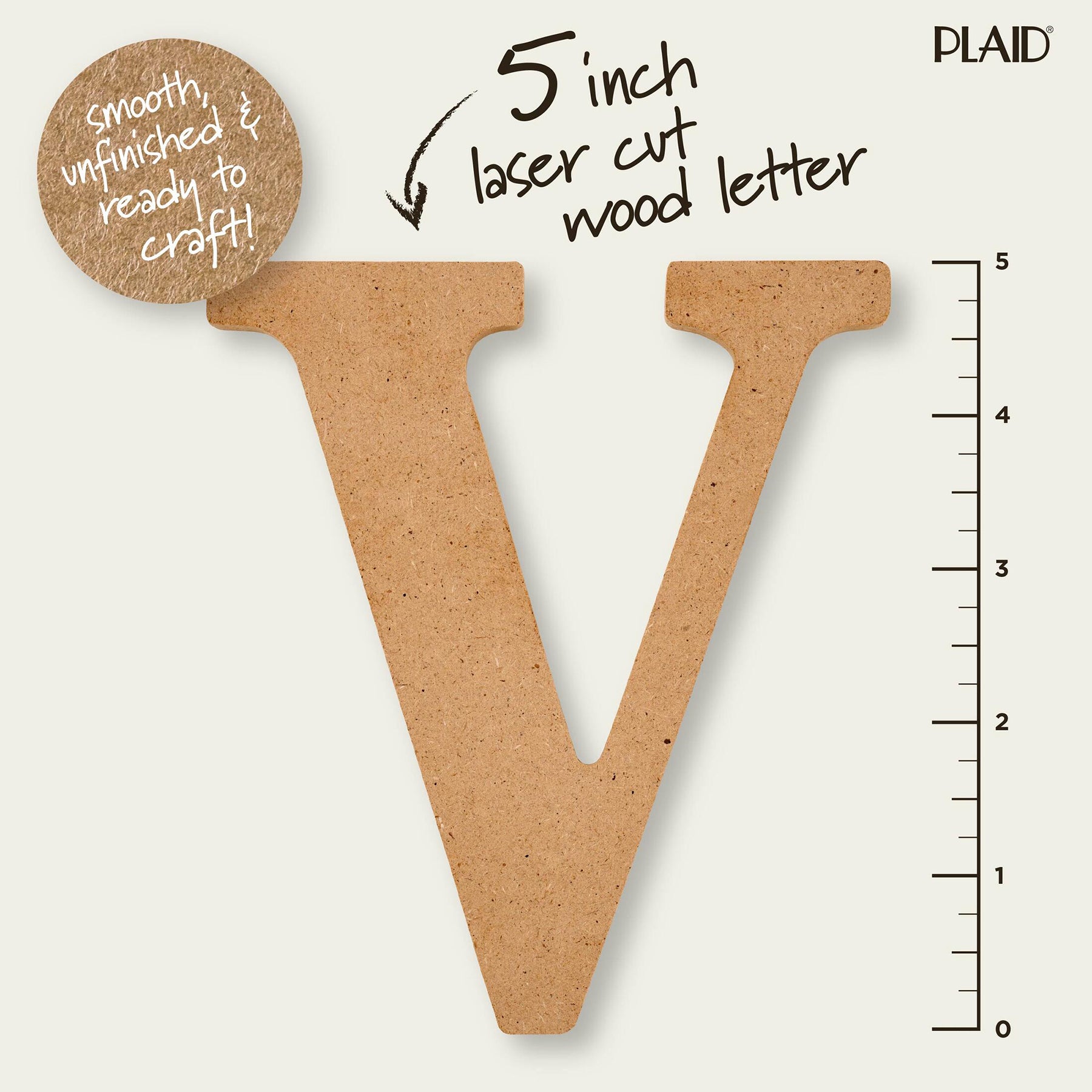 MDF Letter, V, 5 Inch