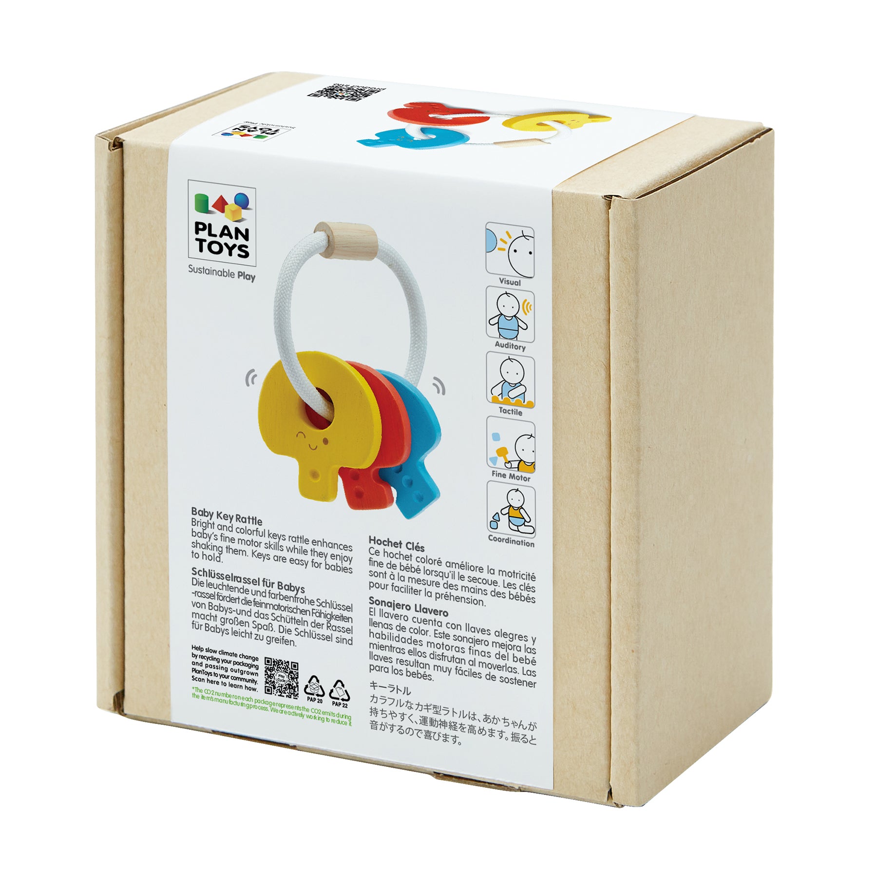 Wooden Baby Key Rattle and Teether