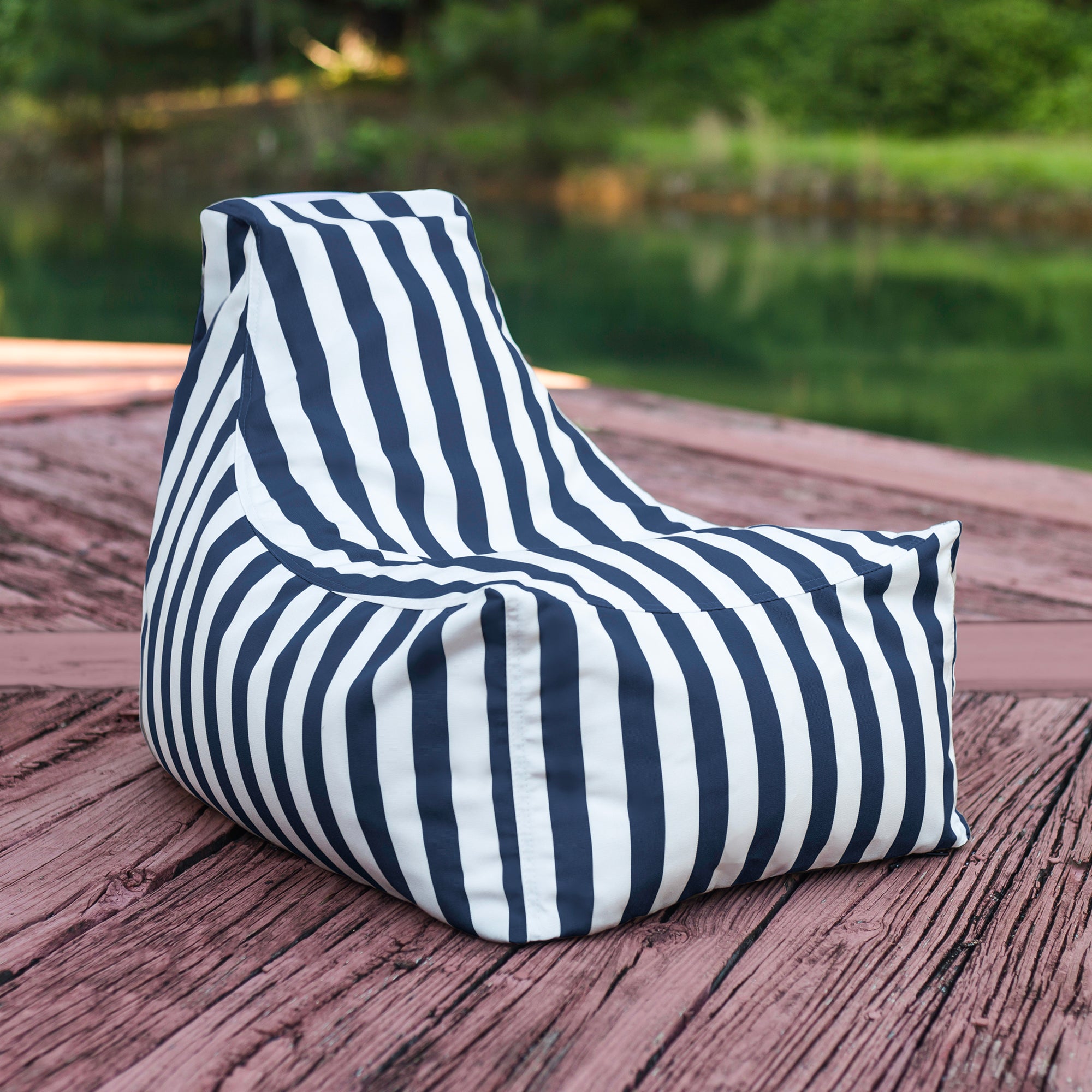 Jaxx Juniper Jr Outdoor Kids Bean Bag Chair / Childrens Garden Chair, Navy Stripes