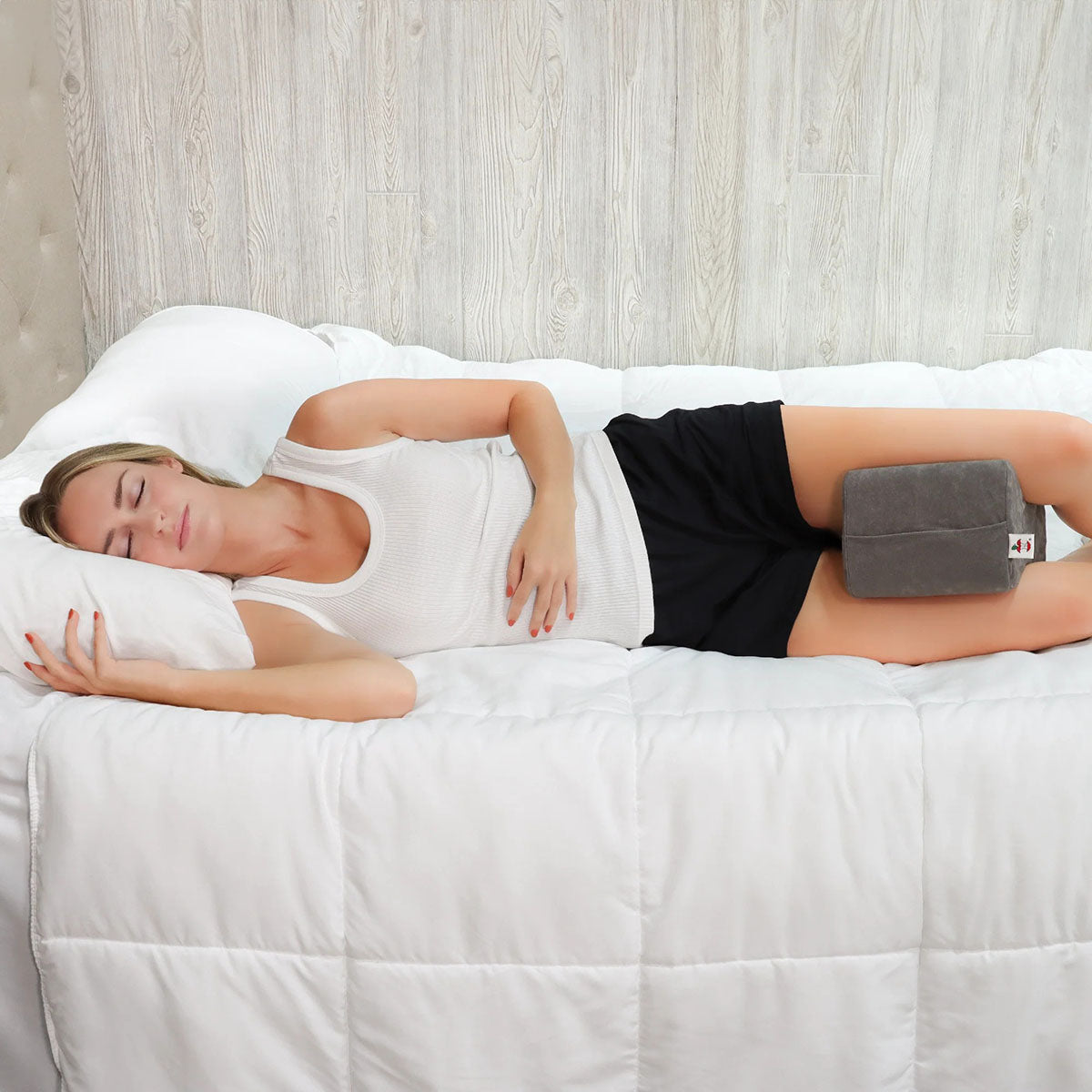 Leg Spacer Positioning Support Pillow with Deluxe Gray Cover, Standard