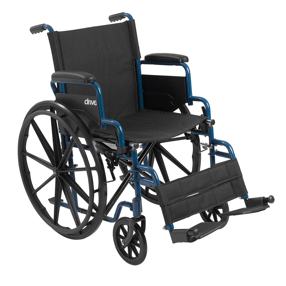 Drive, Blue Streak Wheelchair with Flip Back Desk Arms, Swing Away Footrests, 18" Seat