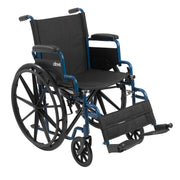 Drive, Blue Streak Wheelchair with Flip Back Desk Arms, Swing Away Footrests, 18" Seat
