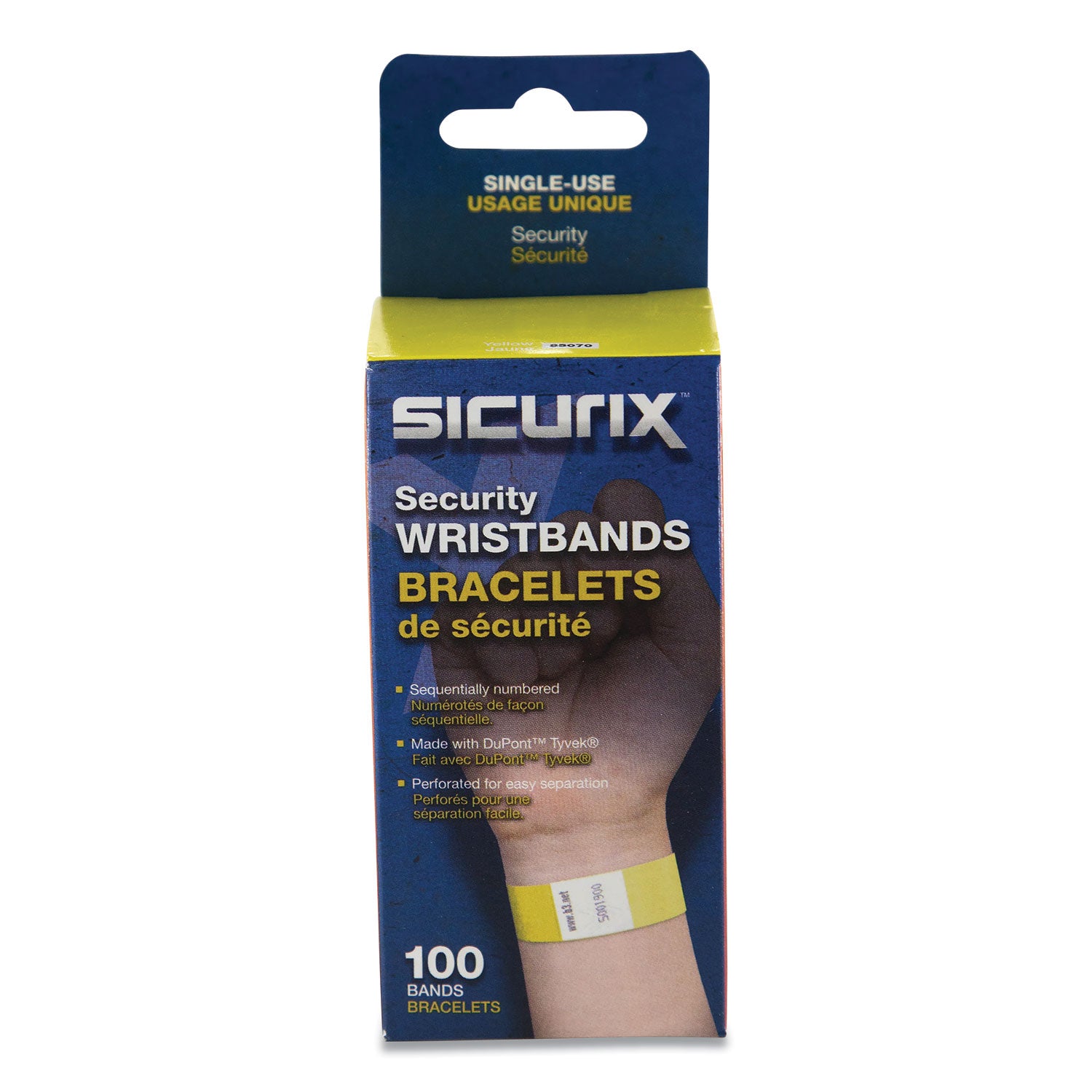 Sequentially Numbered Security Wristbands, 3/4", Yellow Pack of 100