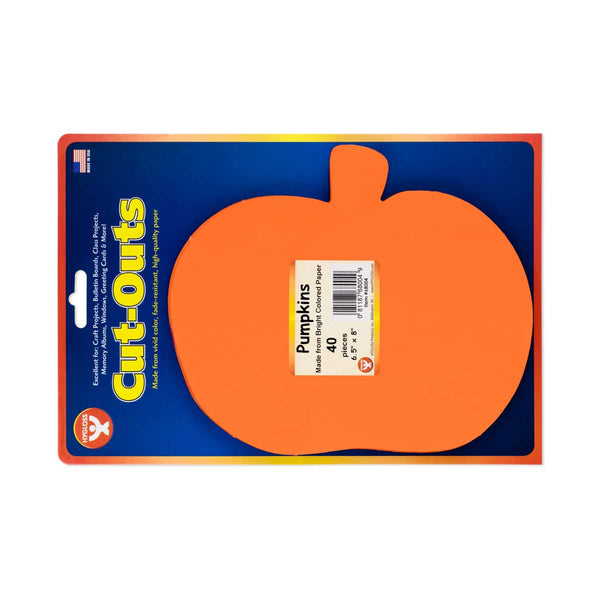 Bright Cutouts - 40 ct., 8" Pumpkin, Orange