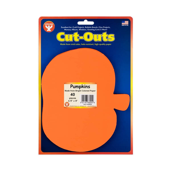 Bright Cutouts - 40 ct., 8" Pumpkin, Orange