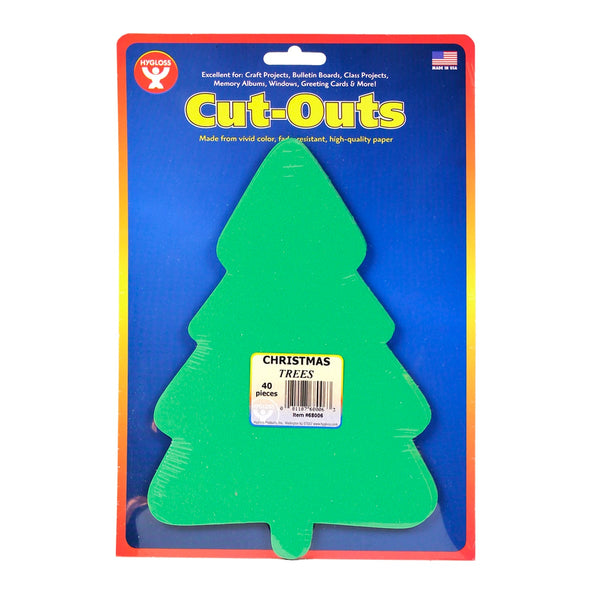 Bright Cutouts - 40 ct., 7" Christmas tree, White