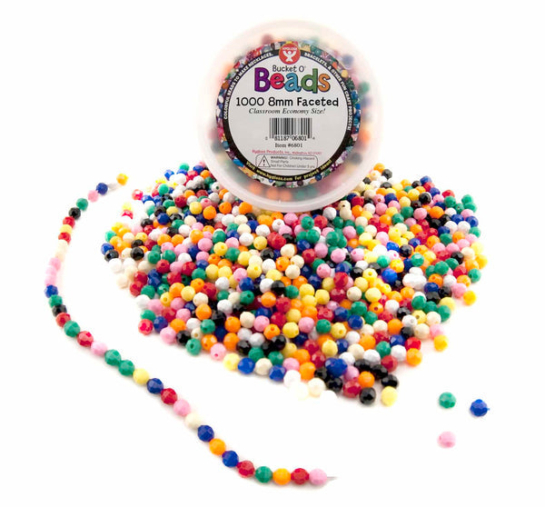 Bucket O'Beads Class Economy - 1000 faceted, 8 mm, opaque