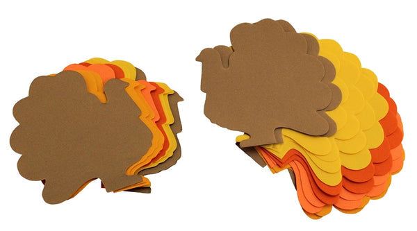 Bright Cutouts - 40 ct., 5.5" Turkey, Asst'd Colors