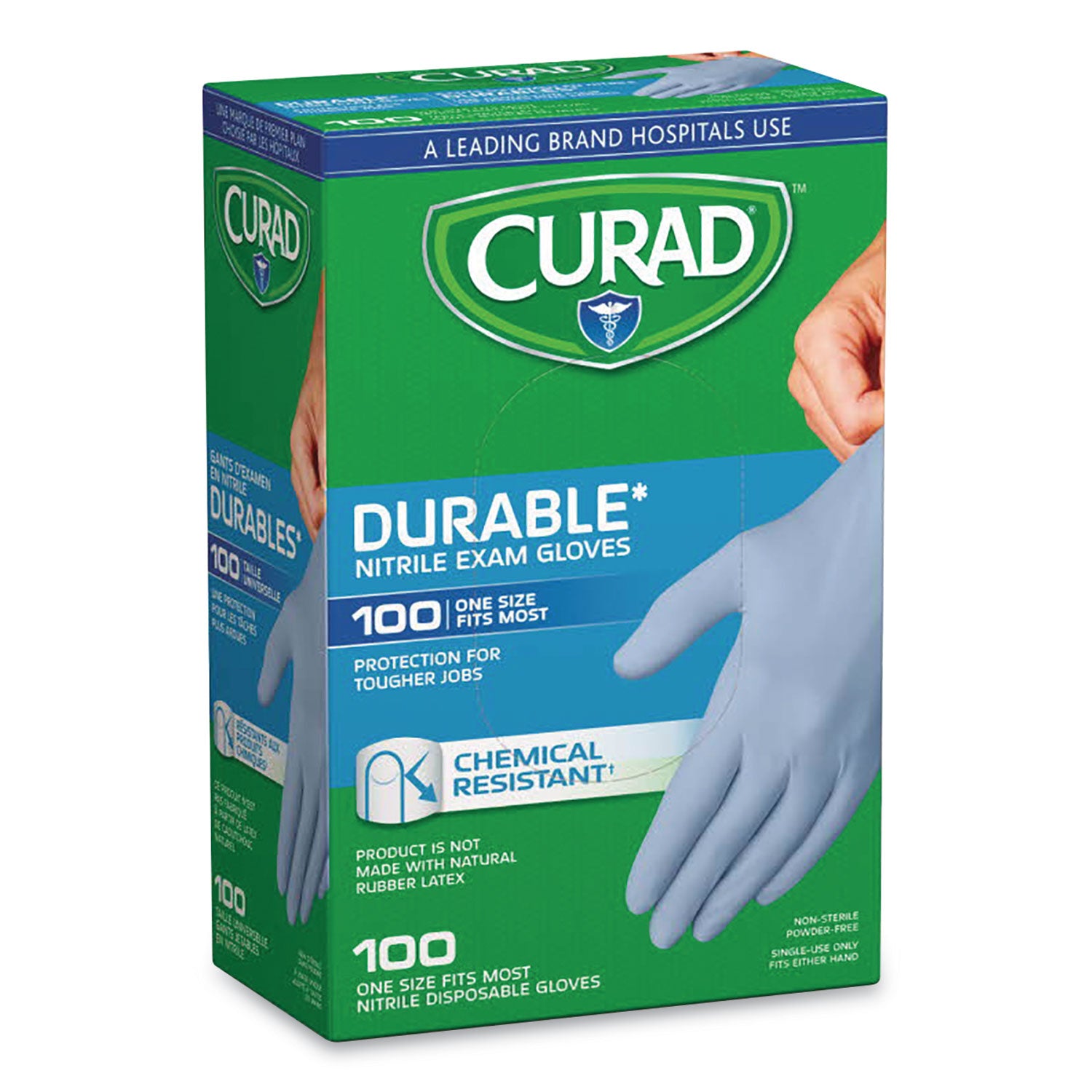 Powder-Free Nitrile Exam Gloves, One Size, Blue, 100/box