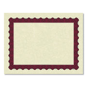 Metallic Border Certificates, 11 X 8.5, Ivory/red With Red Border, 100/pack