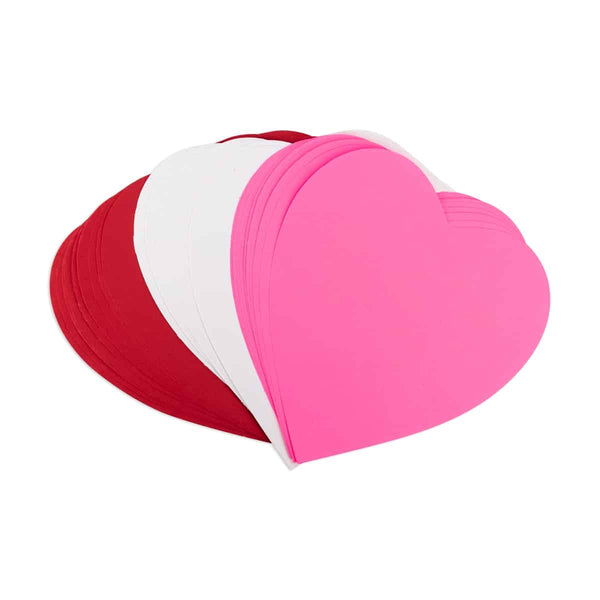 Paper Cutouts - 40 ct, 6" Hearts, White