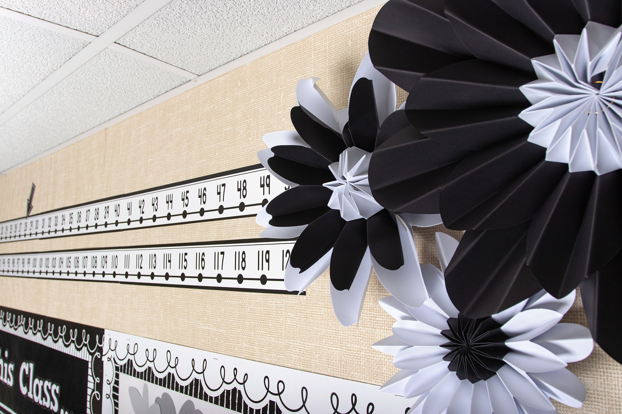 Black and White Number Line (-20 to +120) Mini Bulletin Board