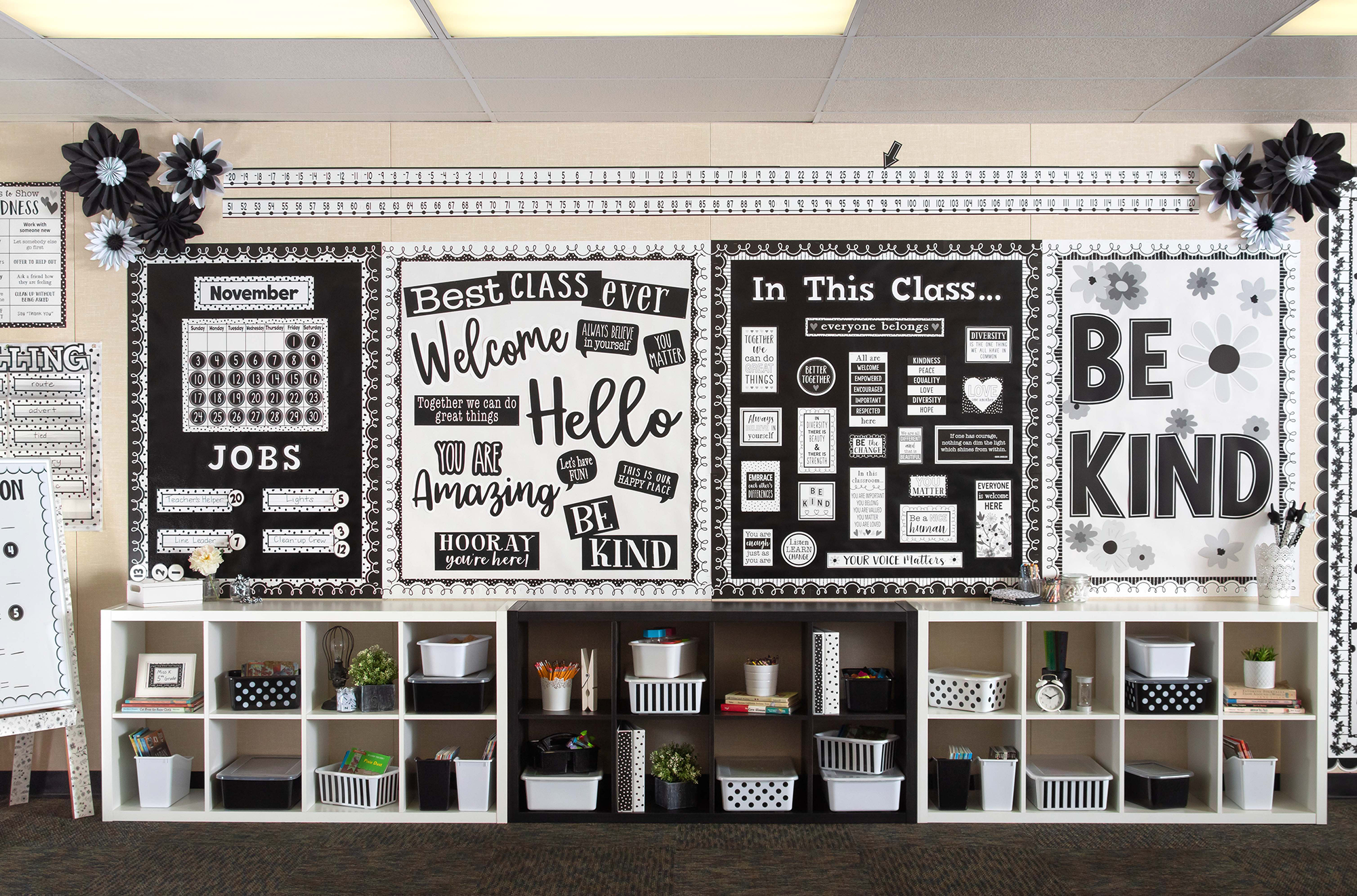 Black and White Number Line (-20 to +120) Mini Bulletin Board