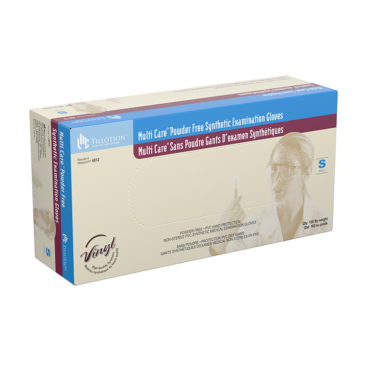 Multicare Vinyl Exam Gloves, Small, Powder-Free - 100 per box / 10 boxes per case