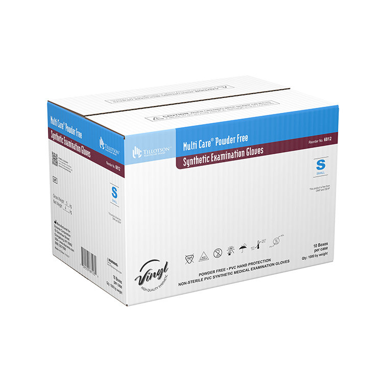 Multicare Vinyl Exam Gloves, Small, Powder-Free - 100 per box / 10 boxes per case