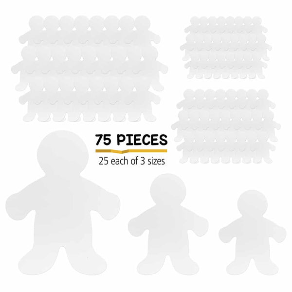 People Paper Cutouts - 5", 6", 8.5" Assortment 25 pc each, 75 total count