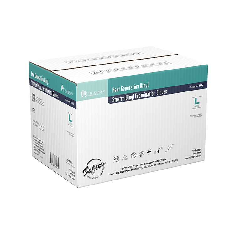 Next Generation Stretch Vinyl Exam Gloves, Large, Powder Free - 100 per box / 10 boxes per case