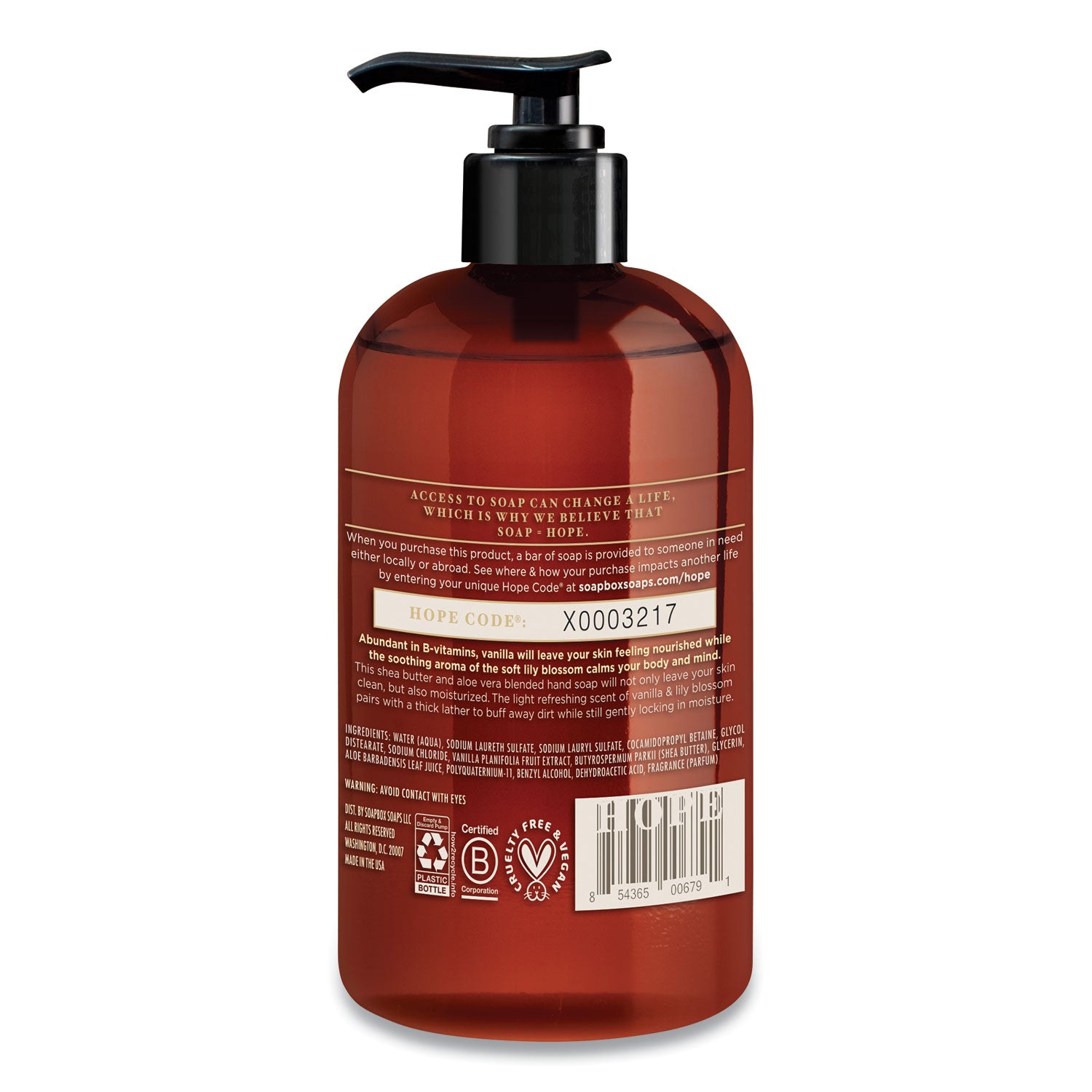 Hand Soap, Vanilla and Lily Blossom Scent, 12 oz, 3/Box