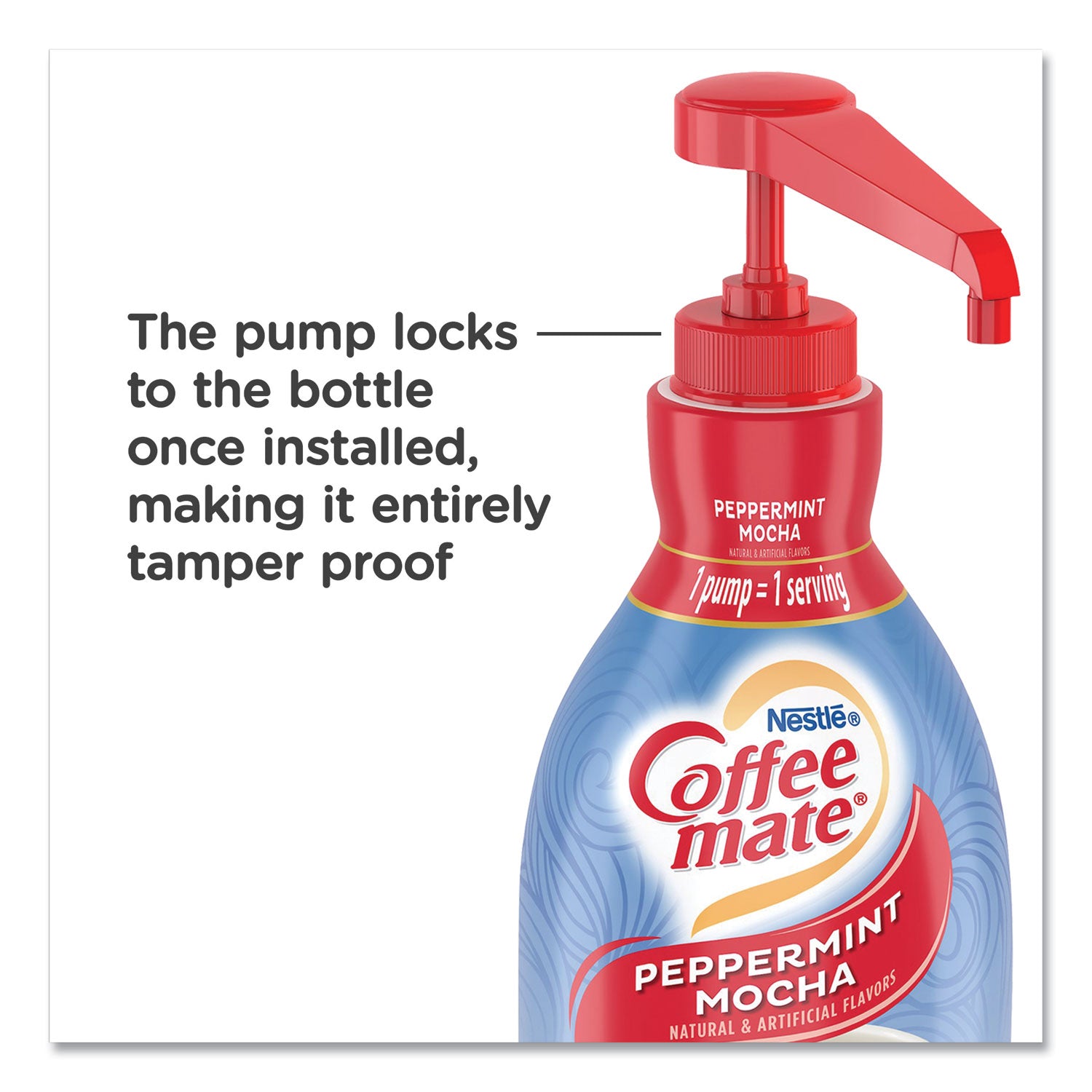 Liquid Creamer Pump Bottle, Peppermint Mocha, 1.5 L Pump Bottle, 2/Carton