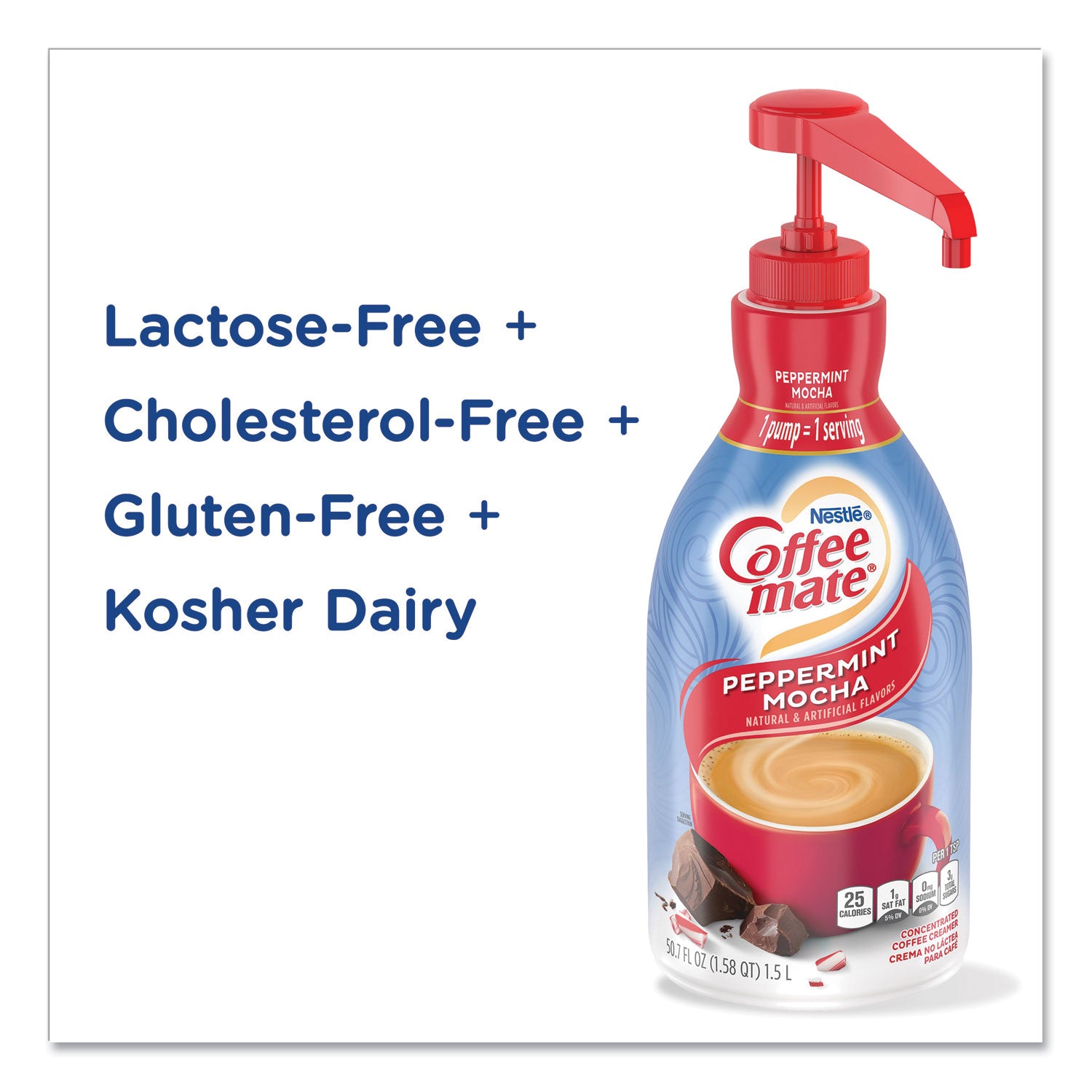 Liquid Coffee Creamer, Peppermint Mocha, 1.5 L Pump Bottle