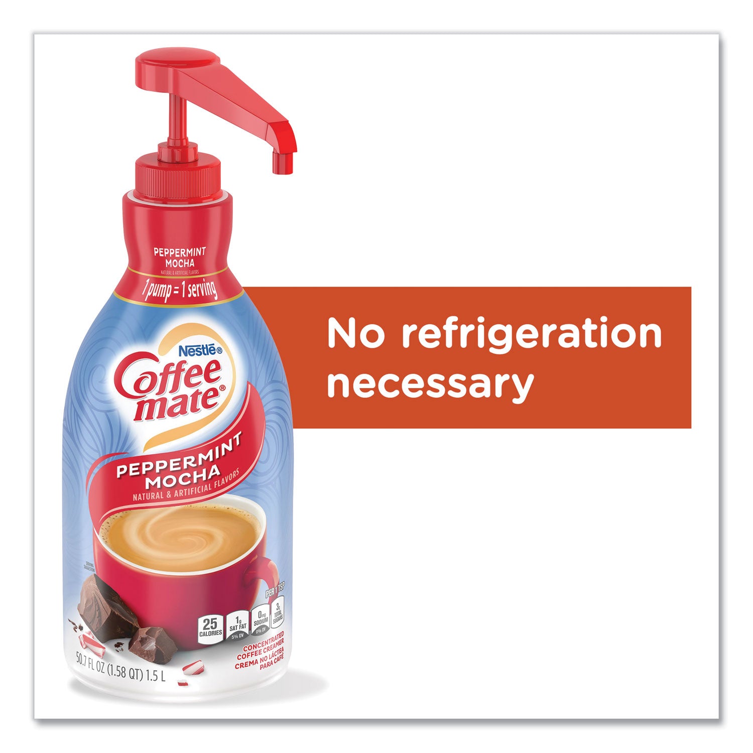 Liquid Coffee Creamer, Peppermint Mocha, 1.5 L Pump Bottle