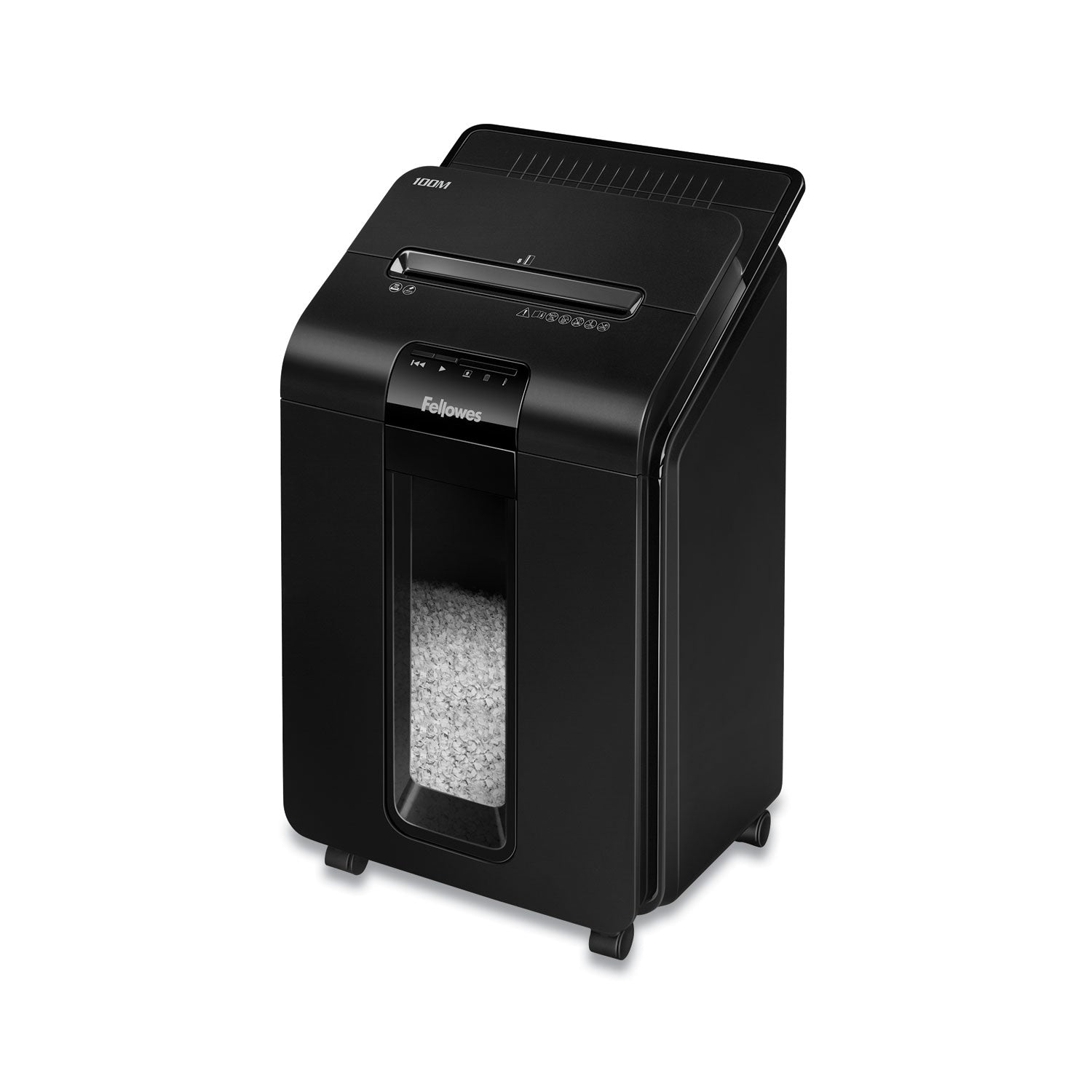 Non-continuous Shredder - Micro Cut - 100 Per Pass - for shredding Paper, Staples, Credit Card, Paper Clip - 0.156" x 0.391" Shred Size - P-4 - 8 ft/min - 8.62" Throat - 15 Minute Run Time - 6 gal Wastebin Capacity - Black