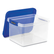 External Dimensions: 14.2" Width x 17.4" Depth x 10.6" Height - Media Size Supported: Letter 8.50" x 11" , Legal 8.50" x 14" - Lid Lock Closure - Heavy Duty - Stackable - Plastic - Clear, Blue - For File, Document - 2 Pack - TAA Compliant