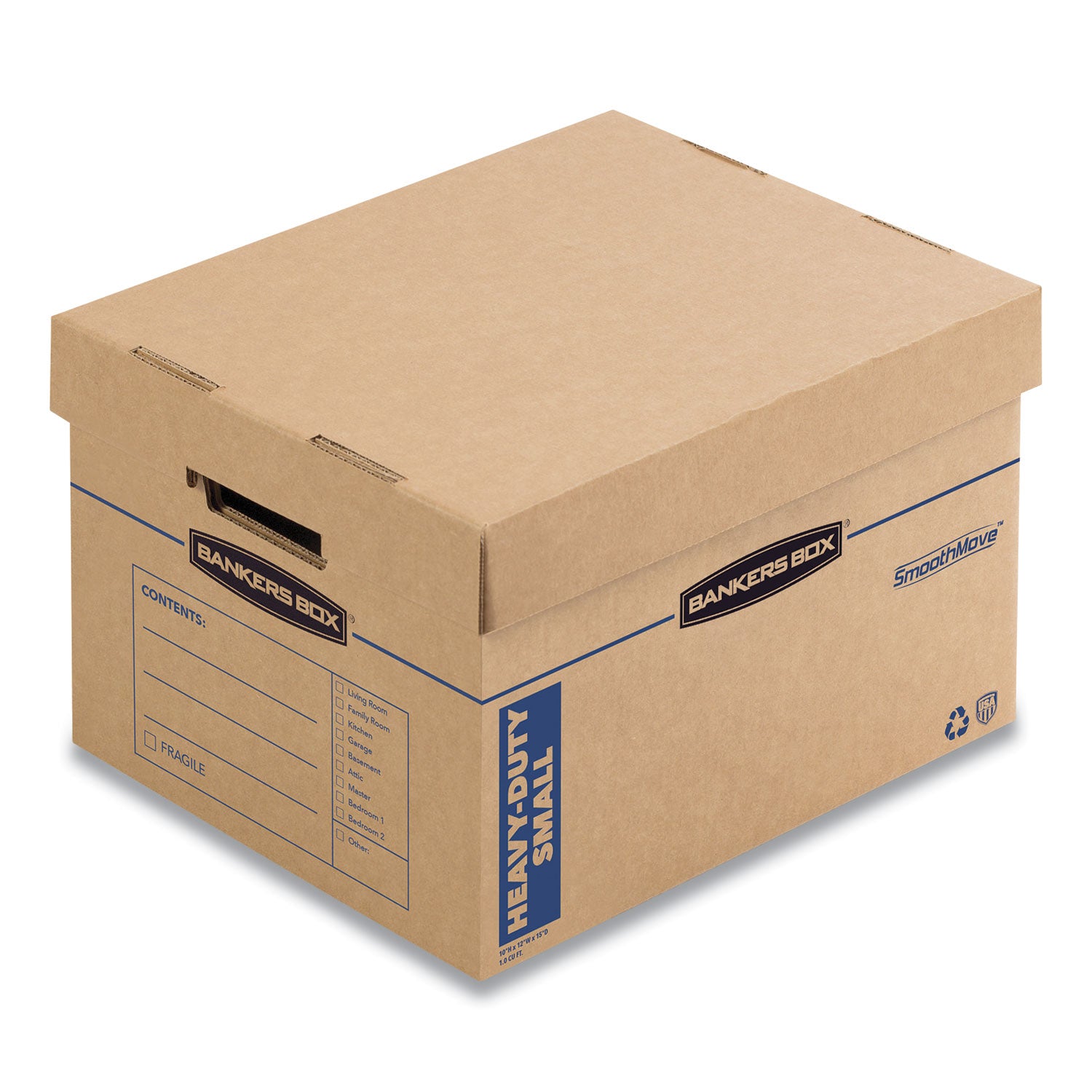 Bankers Box SmoothMove Maximum Strength Moving Boxes, Kraft, Corrugated Paper, Triple Wall, Lift-off Lid, Stackable, Reinforced Handles, 8 Boxes per Carton