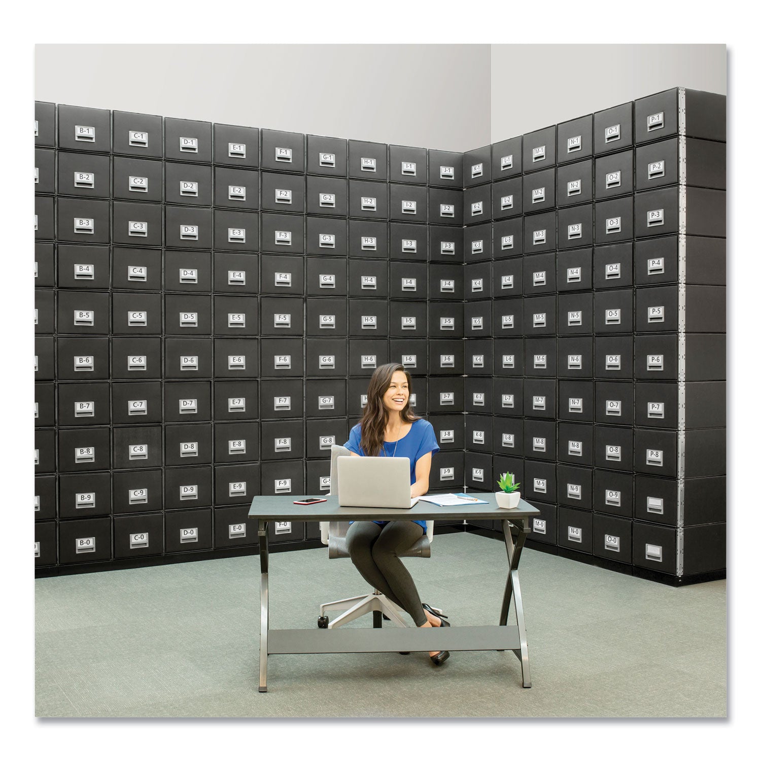 Internal Dimensions: 15" Width x 24" Depth x 10.50" Height - External Dimensions: 17" Width x 25.5" Depth x 11.1" Height - Media Size Supported: Legal - Interlocking Closure - Heavy Duty - Stackable - Steel - Black, Blue - For File - Recycled - 6 / Carton