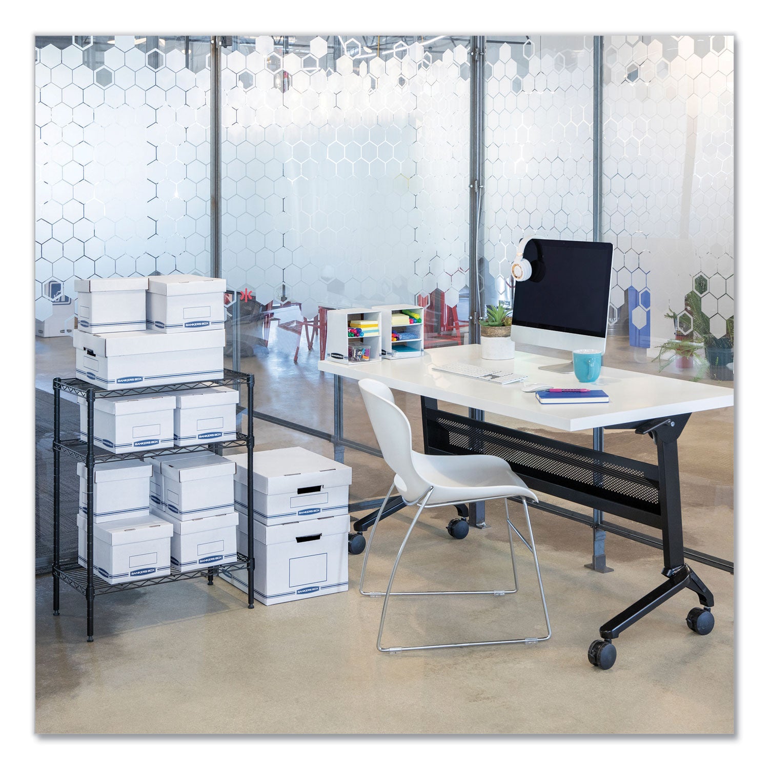 External Dimensions: 12.8" Width x 16.5" Depth x 10.5" Height - Medium Duty - Single/Double Wall - Stackable - White, Blue - For Storage - Recycled - 12 / Carton