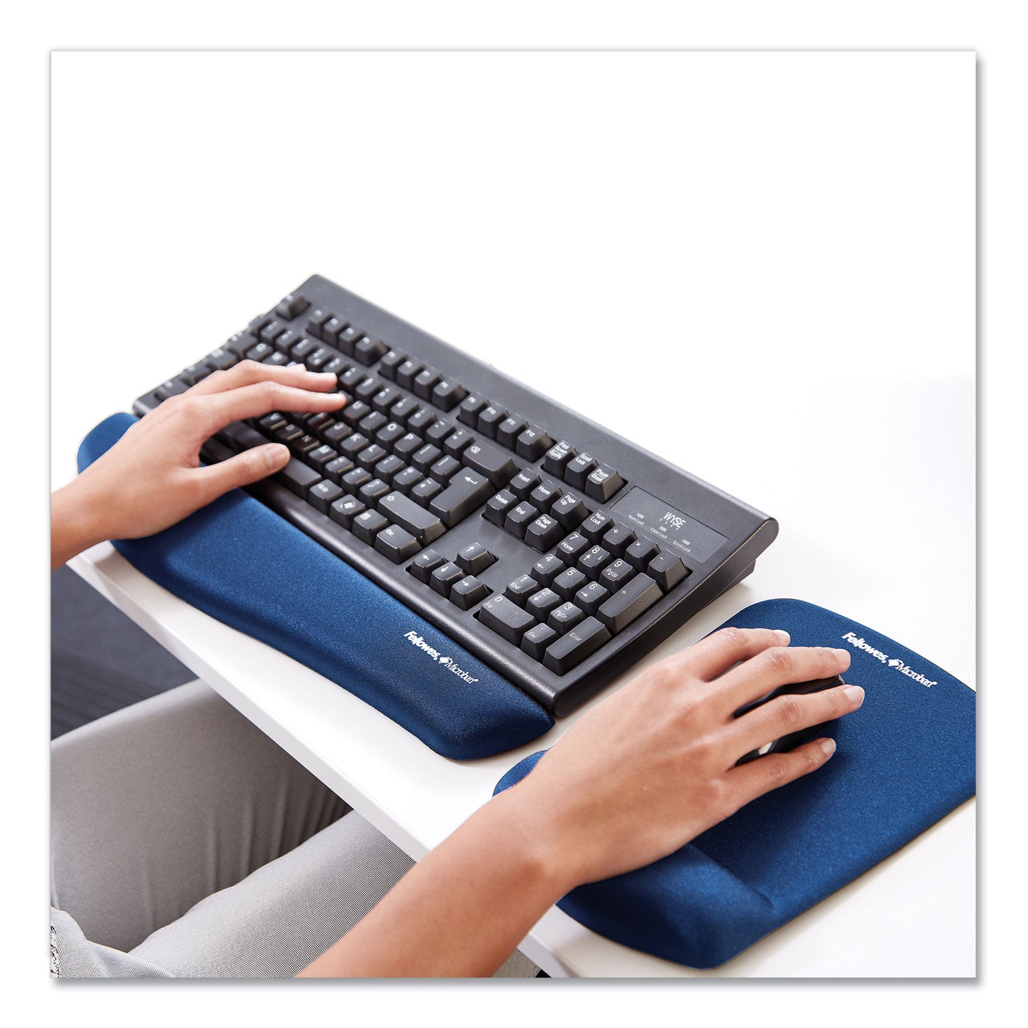 Fellowes PlushTouch Microban Mouse Pad Wrist Rest - 1" Height x 7.25" Width x 9.38" Depth - Blue - Polyurethane - Tear Resistant, Wear Resistant, Skid Proof - 1 Each