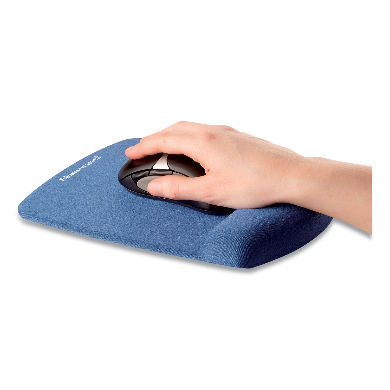 Fellowes PlushTouch Microban Mouse Pad Wrist Rest - 1" Height x 7.25" Width x 9.38" Depth - Blue - Polyurethane - Tear Resistant, Wear Resistant, Skid Proof - 1 Each