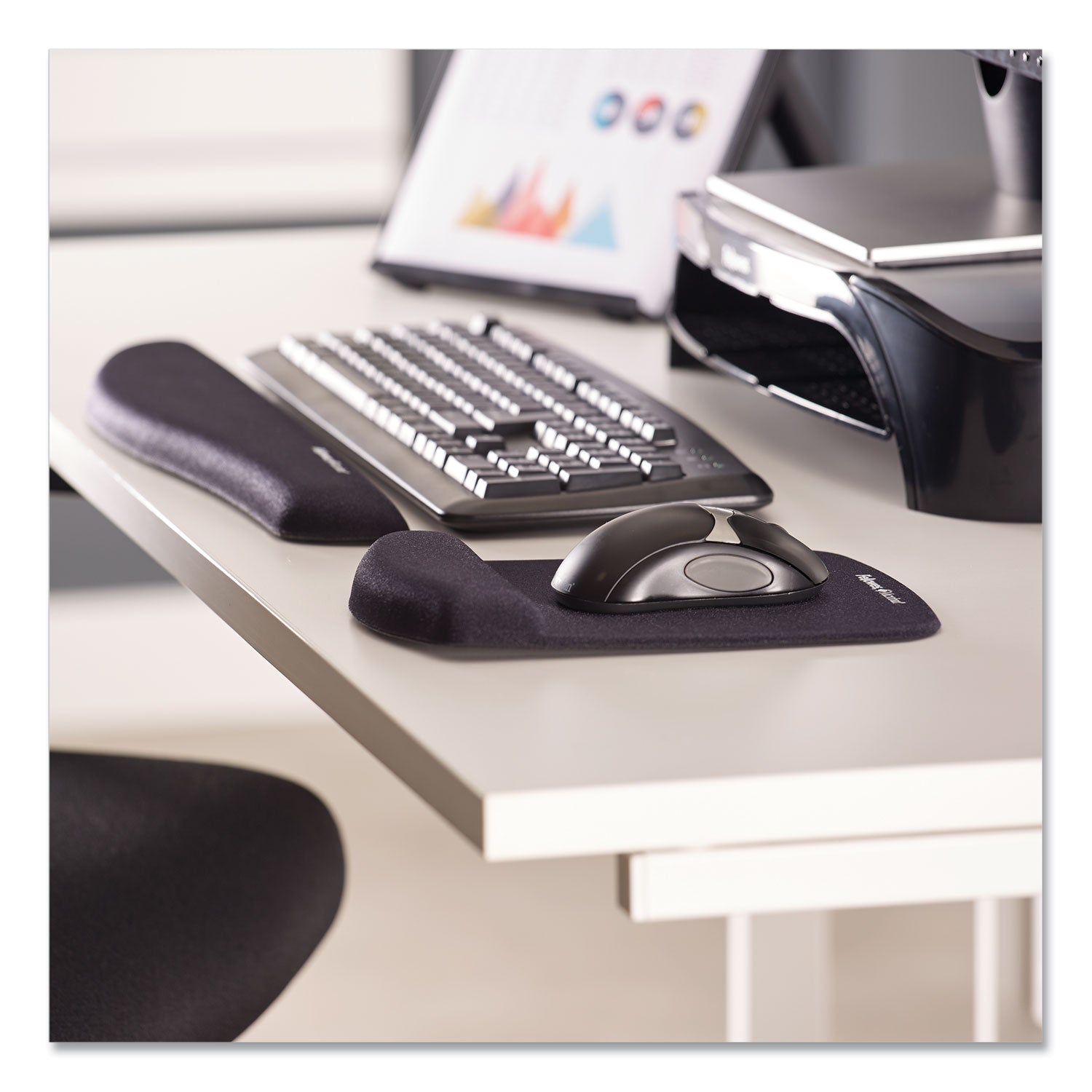 Fellowes PlushTouch Microban Keyboard Wrist Rest - 1" Height x 18.13" Width x 3.19" Depth - Black - Polyurethane - Wear Resistant, Tear Resistant, Skid Proof - 1 Each