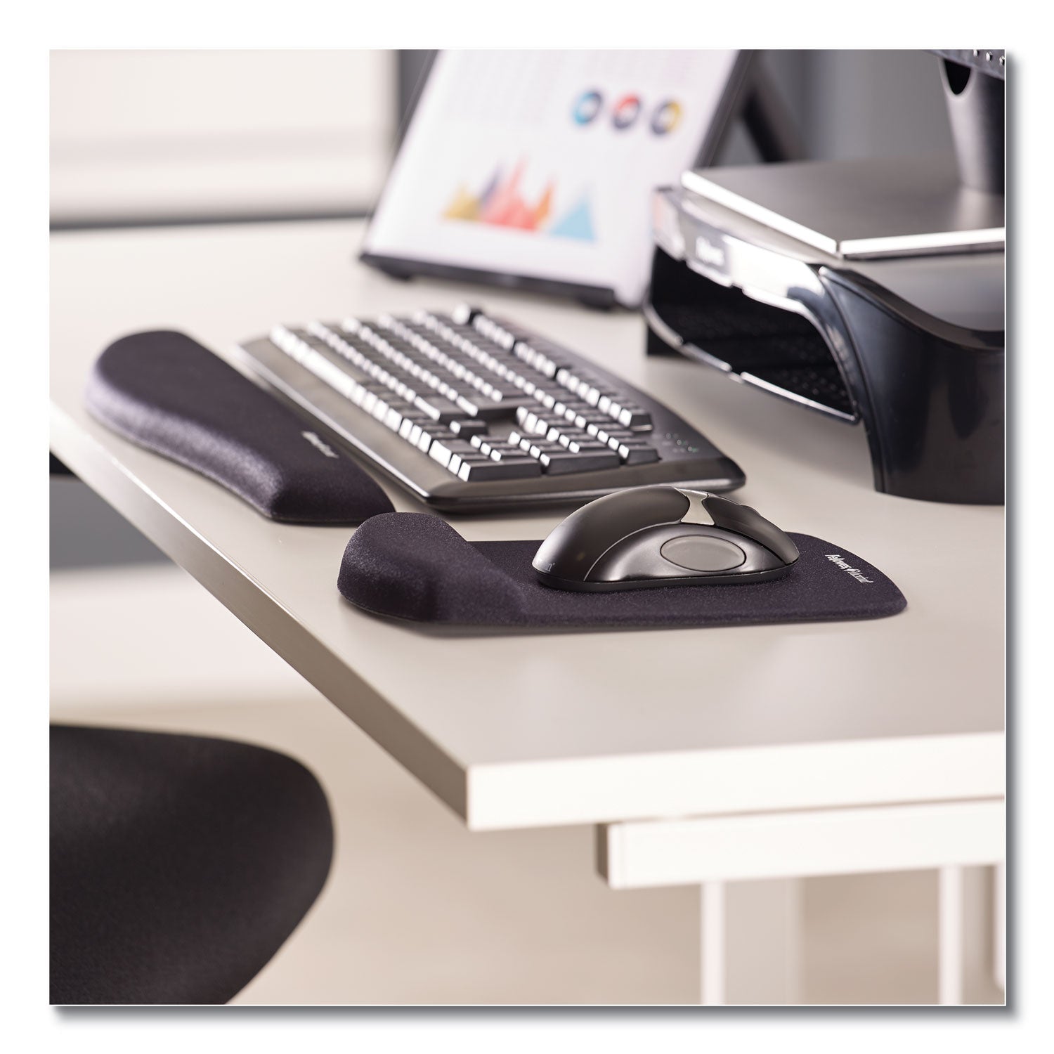 Fellowes PlushTouch Microban Keyboard Wrist Rest - 1" Height x 18.13" Width x 3.19" Depth - Graphite - Polyurethane, Foam - Wear Resistant, Tear Resistant, Skid Proof - 1 Each