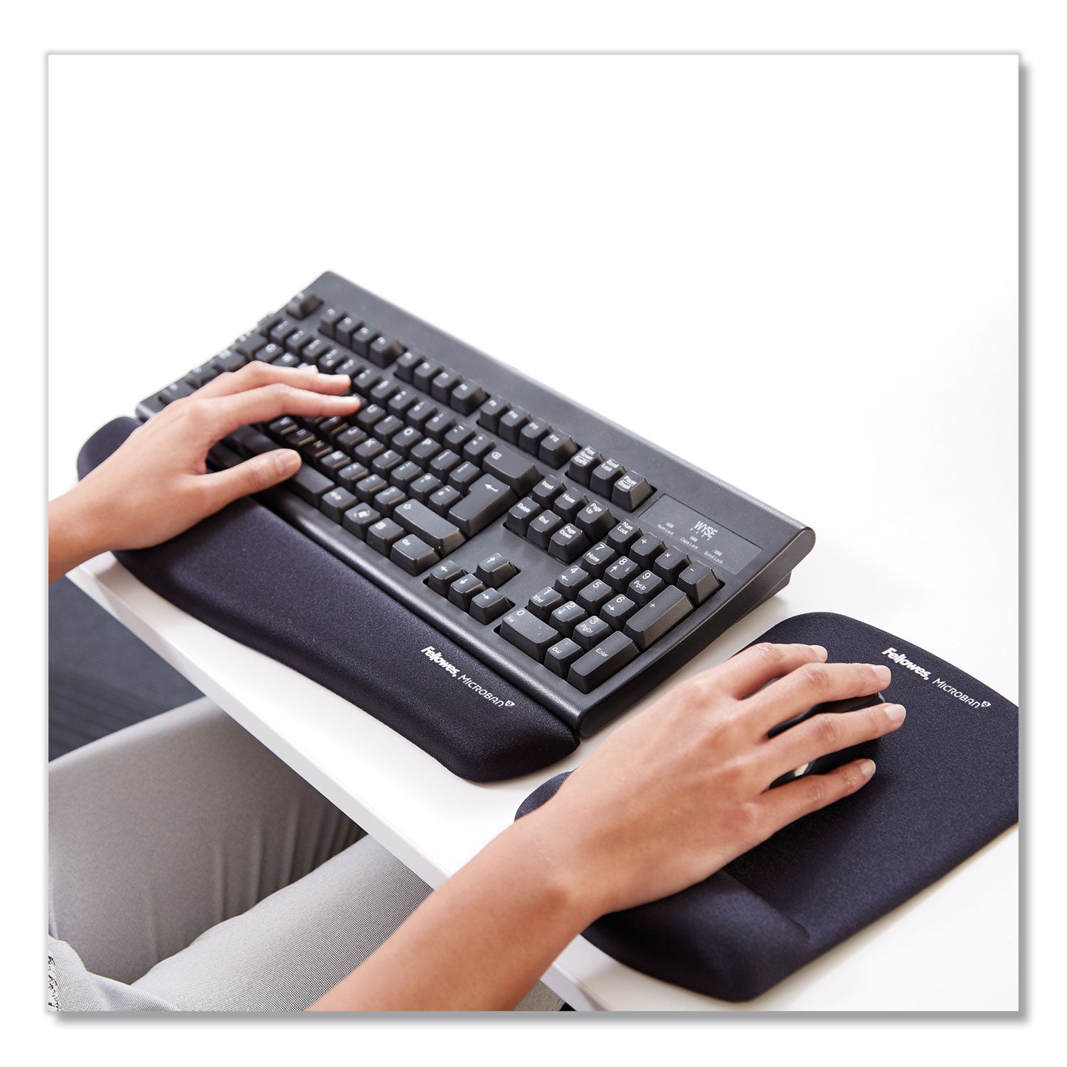 Fellowes PlushTouch Microban Keyboard Wrist Rest - 1" Height x 18.13" Width x 3.19" Depth - Black - Polyurethane - Wear Resistant, Tear Resistant, Skid Proof - 1 Each