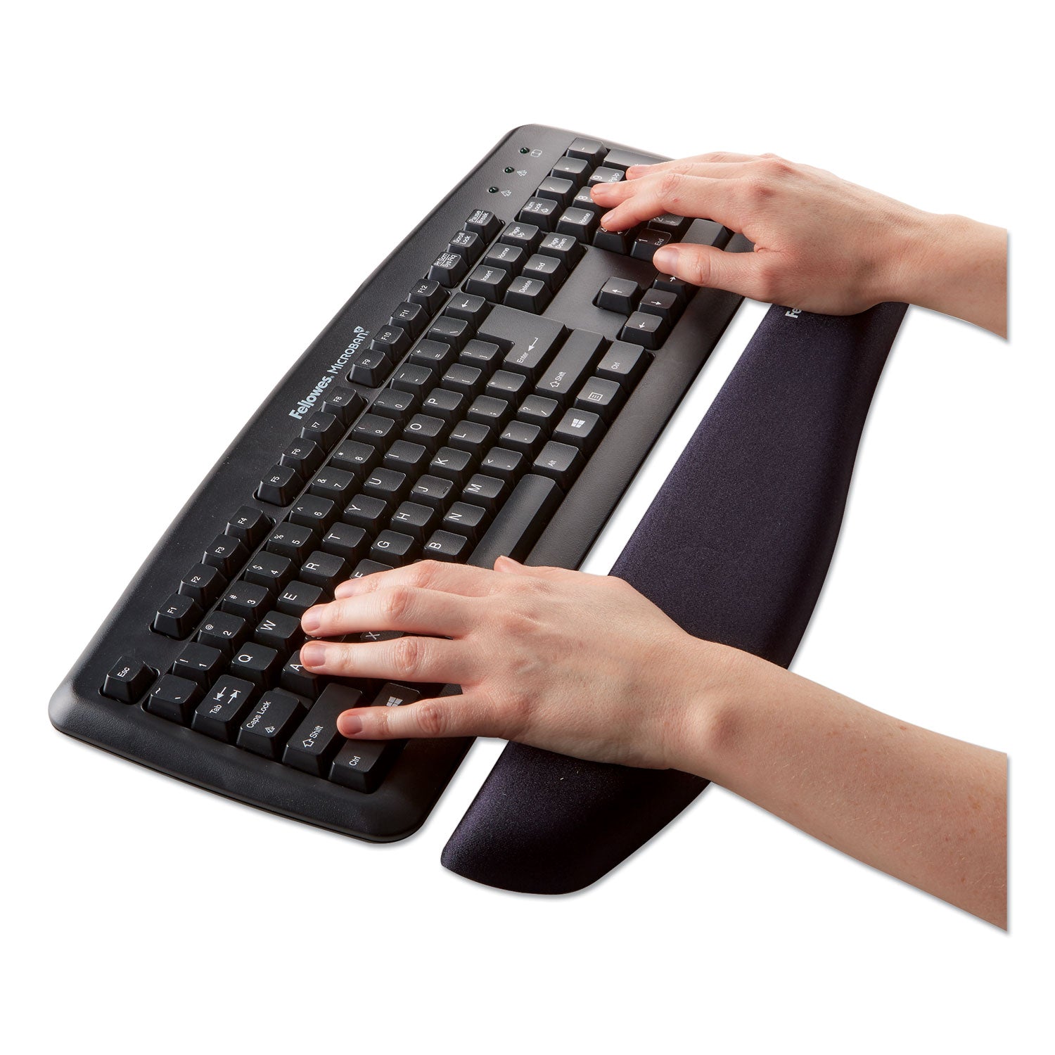 Fellowes PlushTouch Microban Keyboard Wrist Rest - 1" Height x 18.13" Width x 3.19" Depth - Black - Polyurethane - Wear Resistant, Tear Resistant, Skid Proof - 1 Each