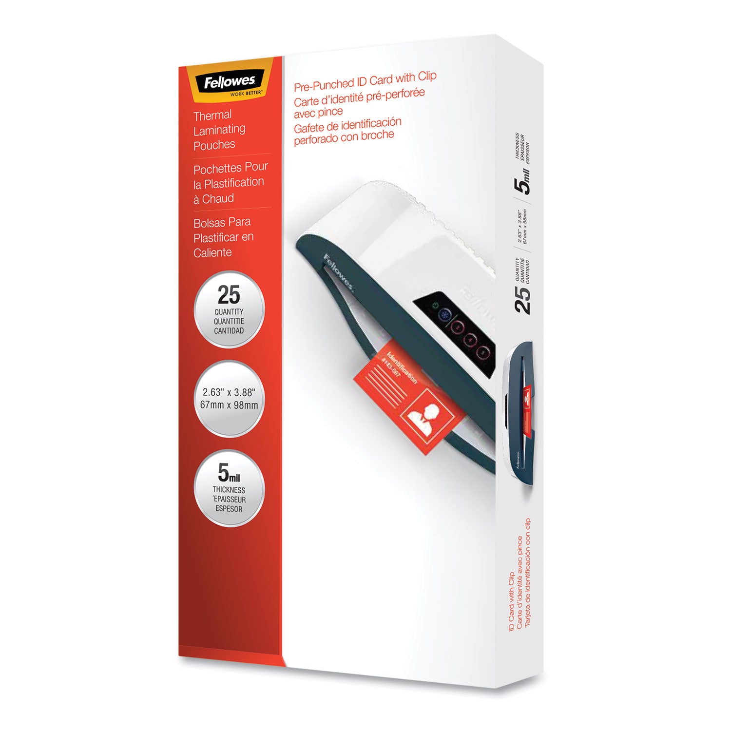 Laminating Pouch/Sheet Size: 3.88" Width x 5 mil Thickness - Glossy - for ID Badge - Durable, Easy to Use - Clear - 25 / Pack