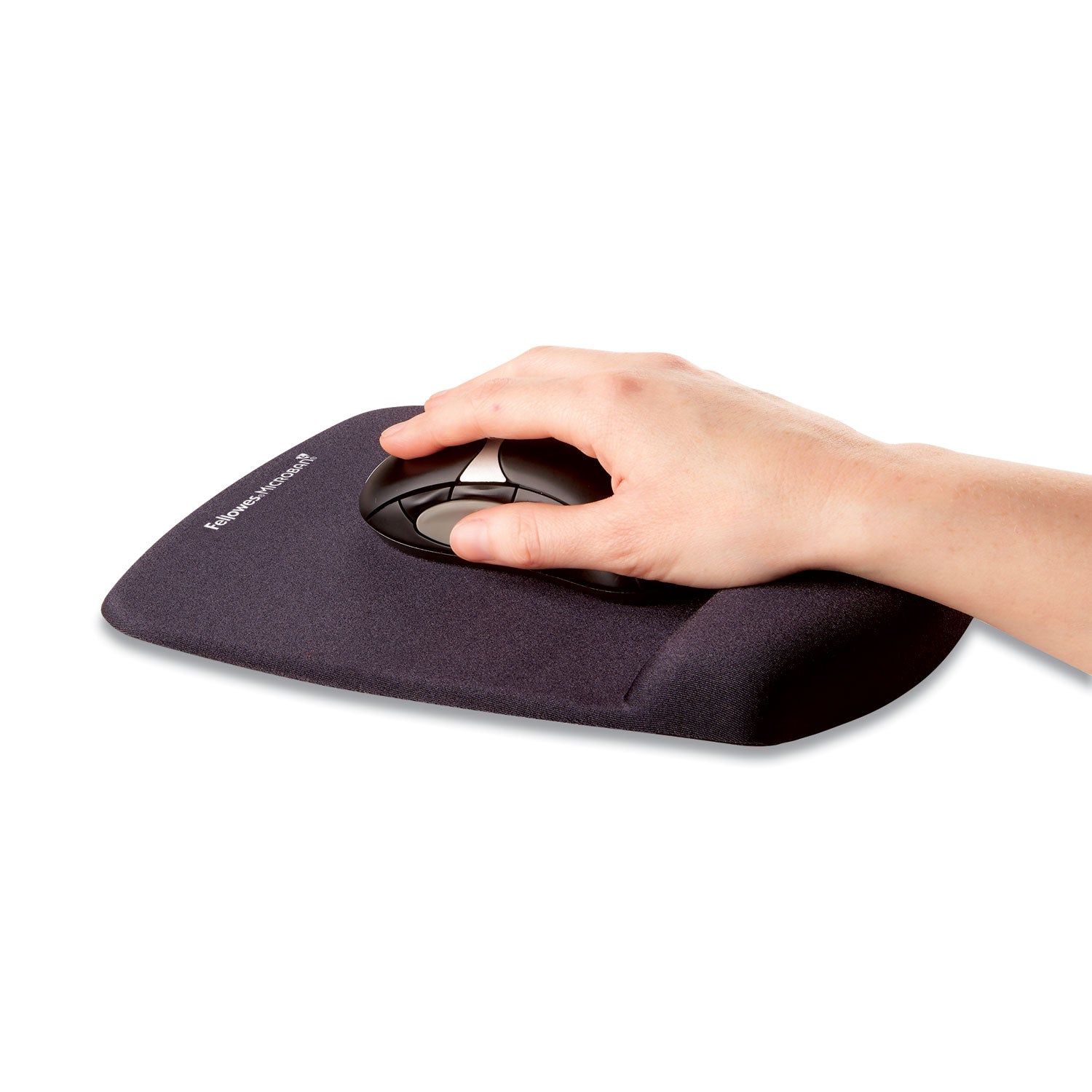 Fellowes PlushTouch Microban Mouse Pad Wrist Rest - 1" Height x 7.25" Width x 9.38" Depth - Black - Polyurethane, Foam - Wear Resistant, Tear Resistant, Skid Proof - 1 Each