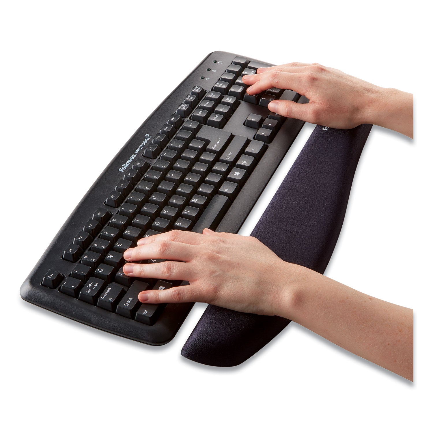 Fellowes PlushTouch Microban Keyboard Wrist Rest - 1" Height x 18.13" Width x 3.19" Depth - Graphite - Polyurethane, Foam - Wear Resistant, Tear Resistant, Skid Proof - 1 Each