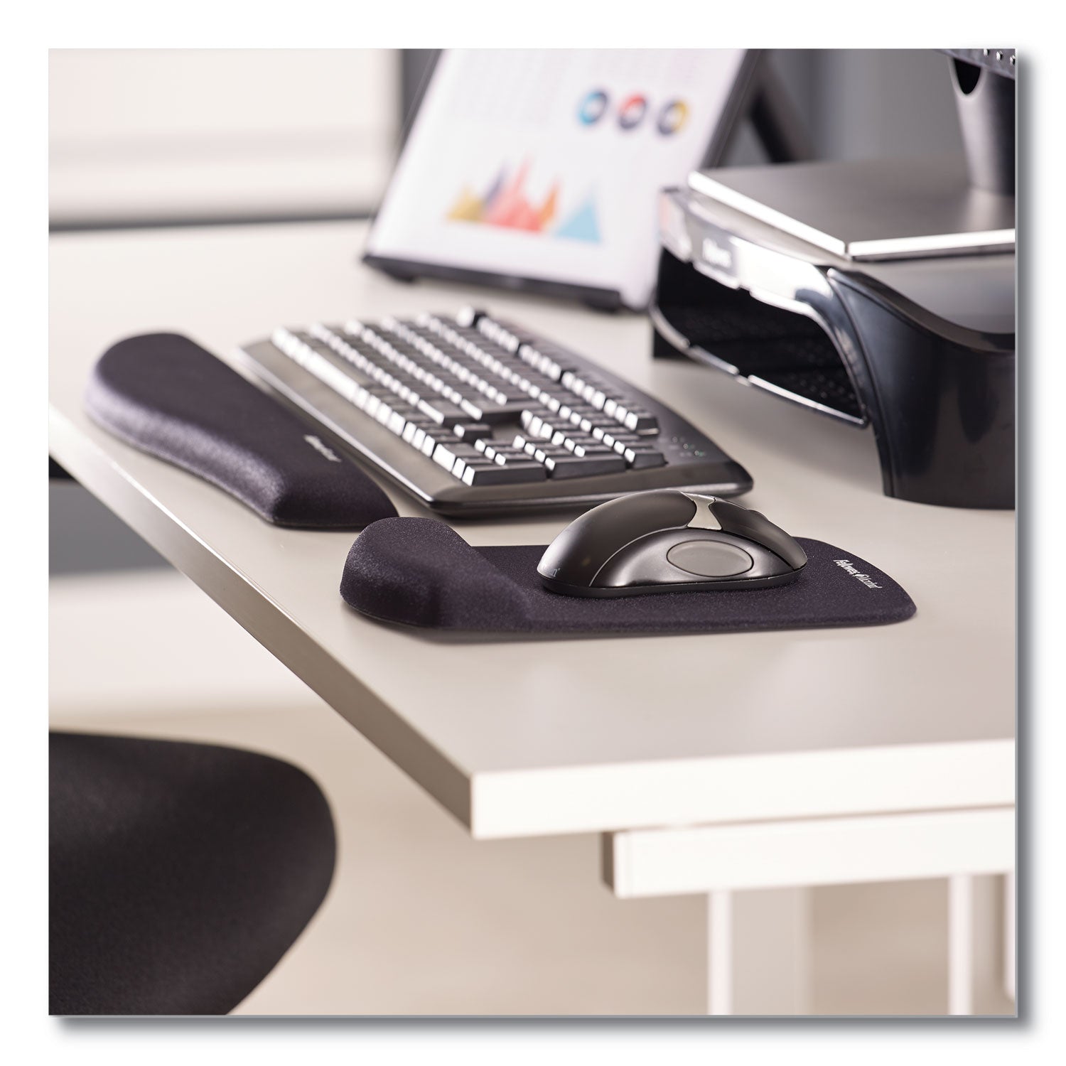 Fellowes PlushTouch Microban Mouse Pad Wrist Rest - 1" Height x 7.25" Width x 9.38" Depth - Black - Polyurethane, Foam - Wear Resistant, Tear Resistant, Skid Proof - 1 Each