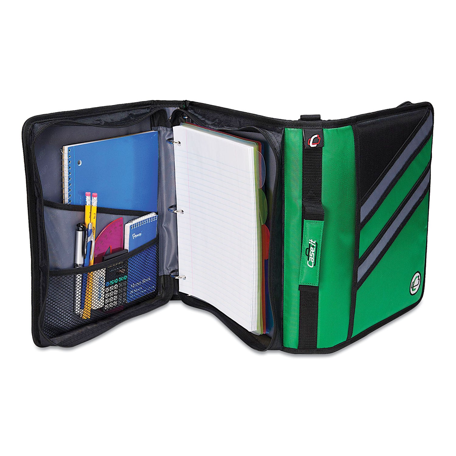 Z-System 2-In-1 Zipper Binder, 3 Rings (x2), 1.5" Capacity (x2), 11 X 8.5, Black/gray Accents