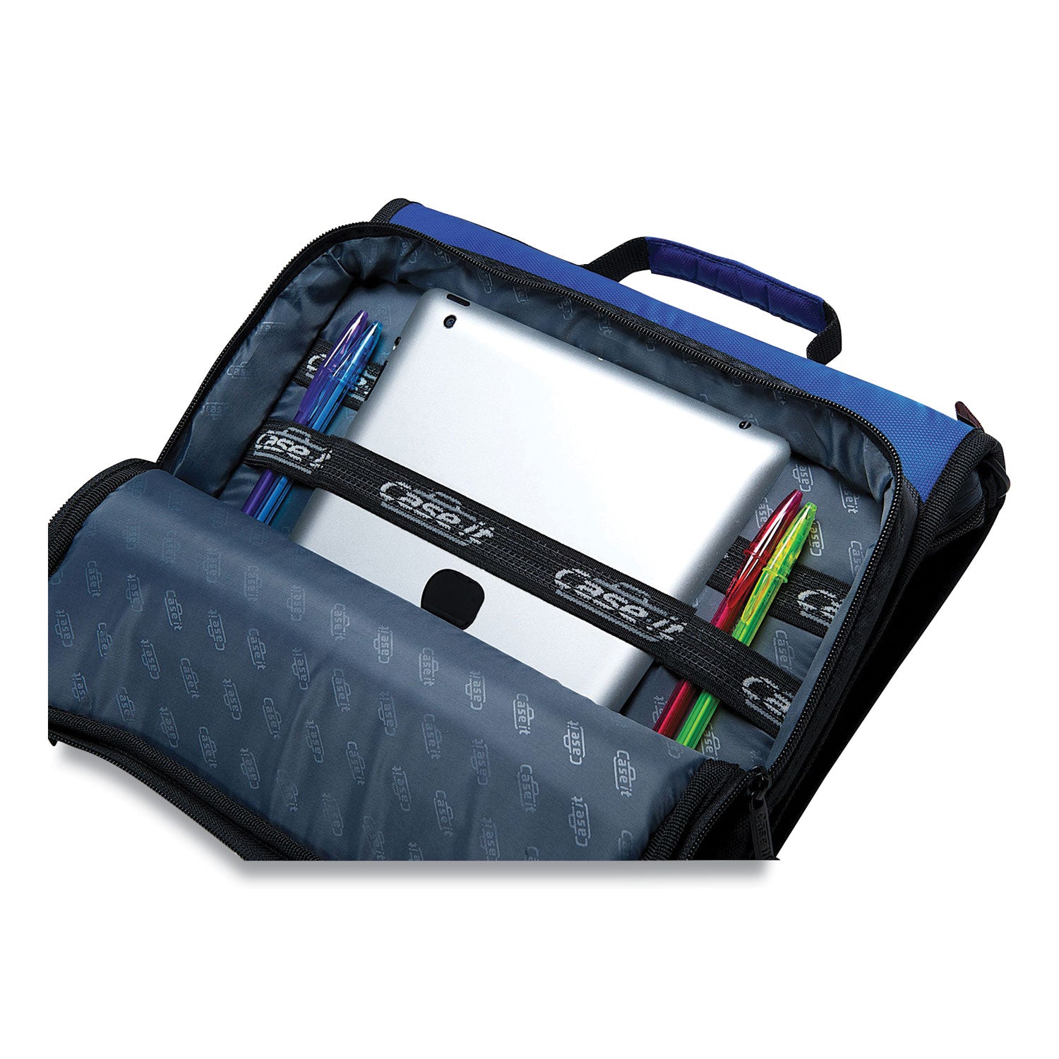 Universal Zipper Binder, 3 Rings, 2" Capacity, 11 X 8.5, Blue/gray Accents