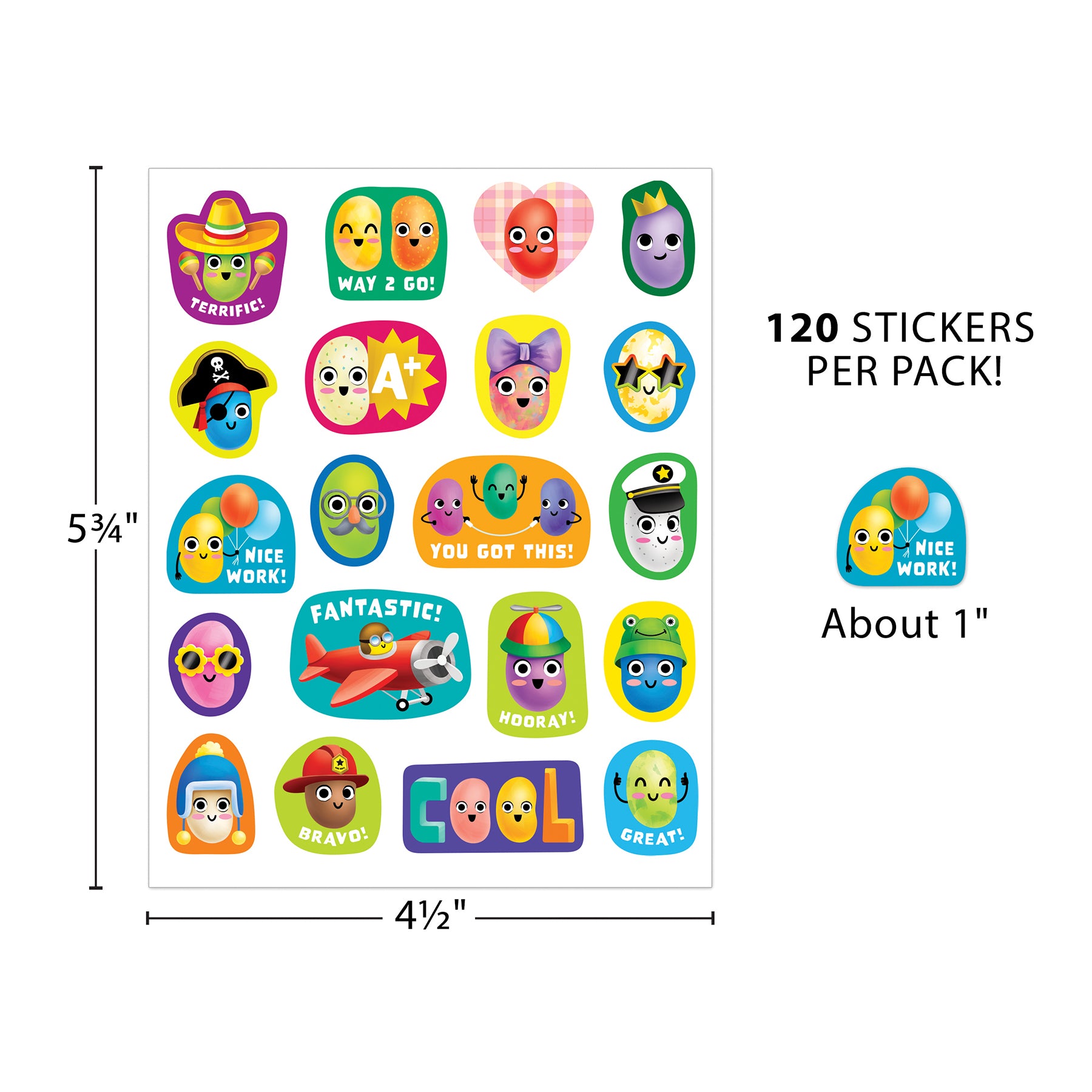 Jelly Bean Smelly Stickers, Pack of 120