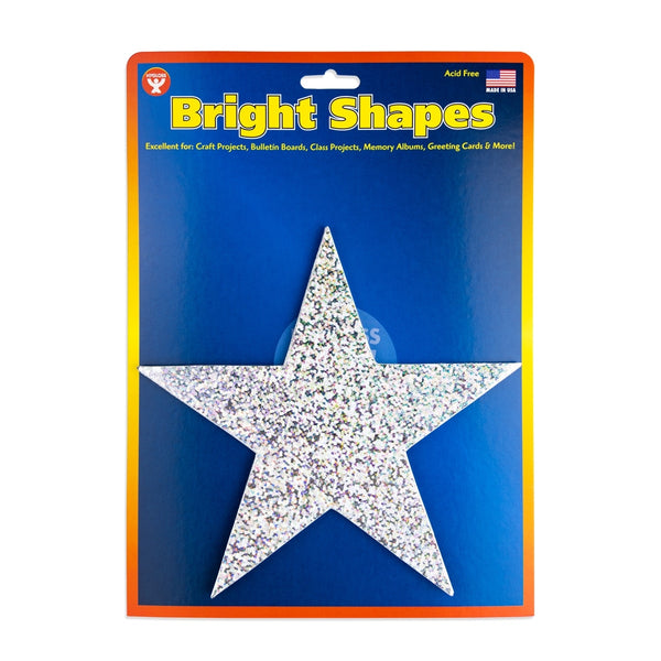 Hearts & Stars - Cardstock, Holographic, 10 ct., 6" Silver Stars, Asst'd Designs