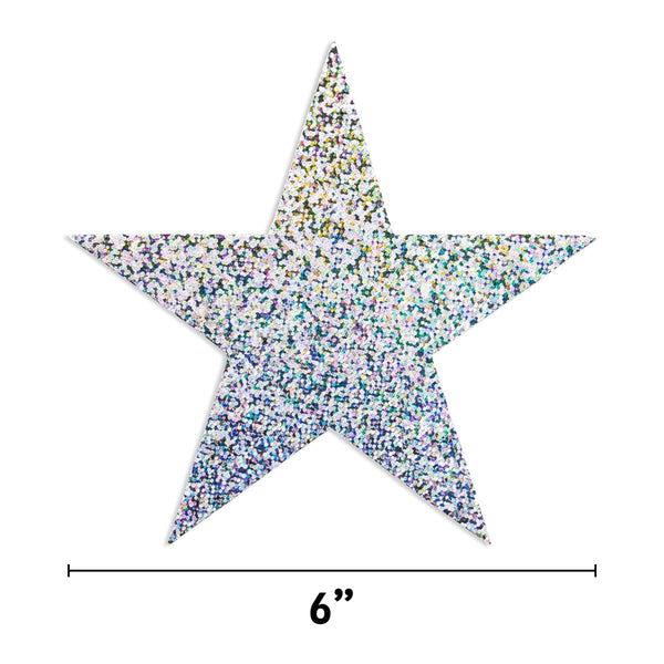 Hearts & Stars - Cardstock, Holographic, 10 ct., 6" Silver Stars, Asst'd Designs