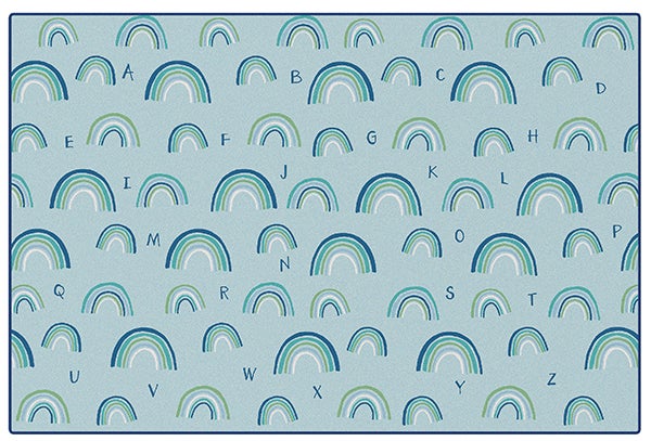 KIDSoft Rainbows Literacy Rug Green - 6ft x 9ft - Rectangle - Light Green