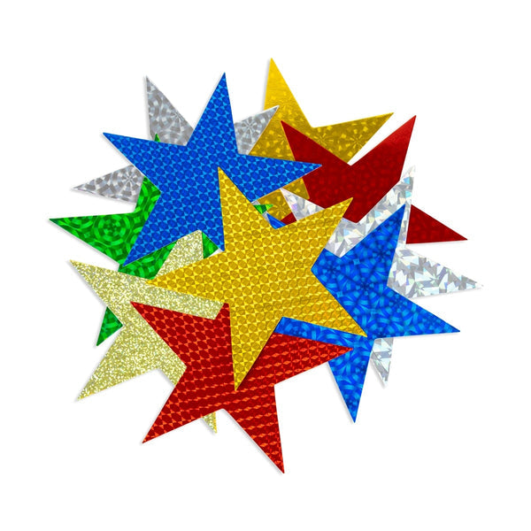Hearts & Stars - Cardstock, Holographic, 10 ct., 6" Stars, Asst'd Designs & Colors