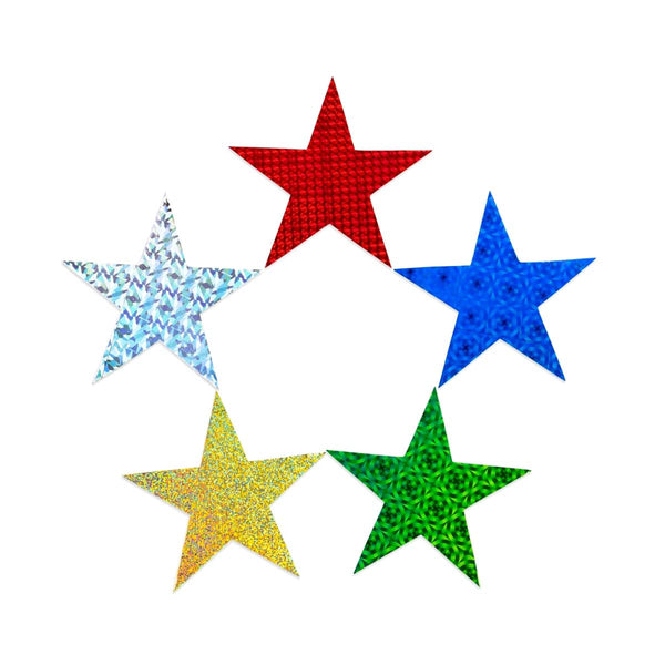 Hearts & Stars - Cardstock, Holographic, 10 ct., 6" Stars, Asst'd Designs & Colors