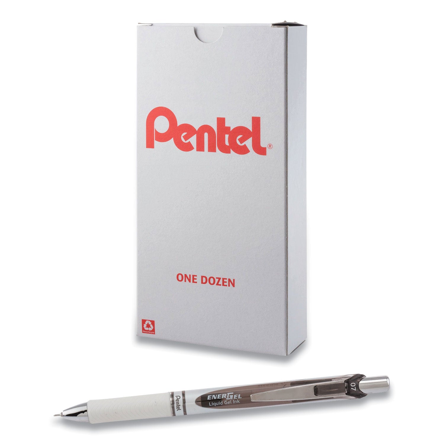 EnerGel Pearl Retractable Liquid Gel Pen, 0.7 mm Needle Point, Black Ink, Refillable, Pearl White Barrel, 1 Dozen